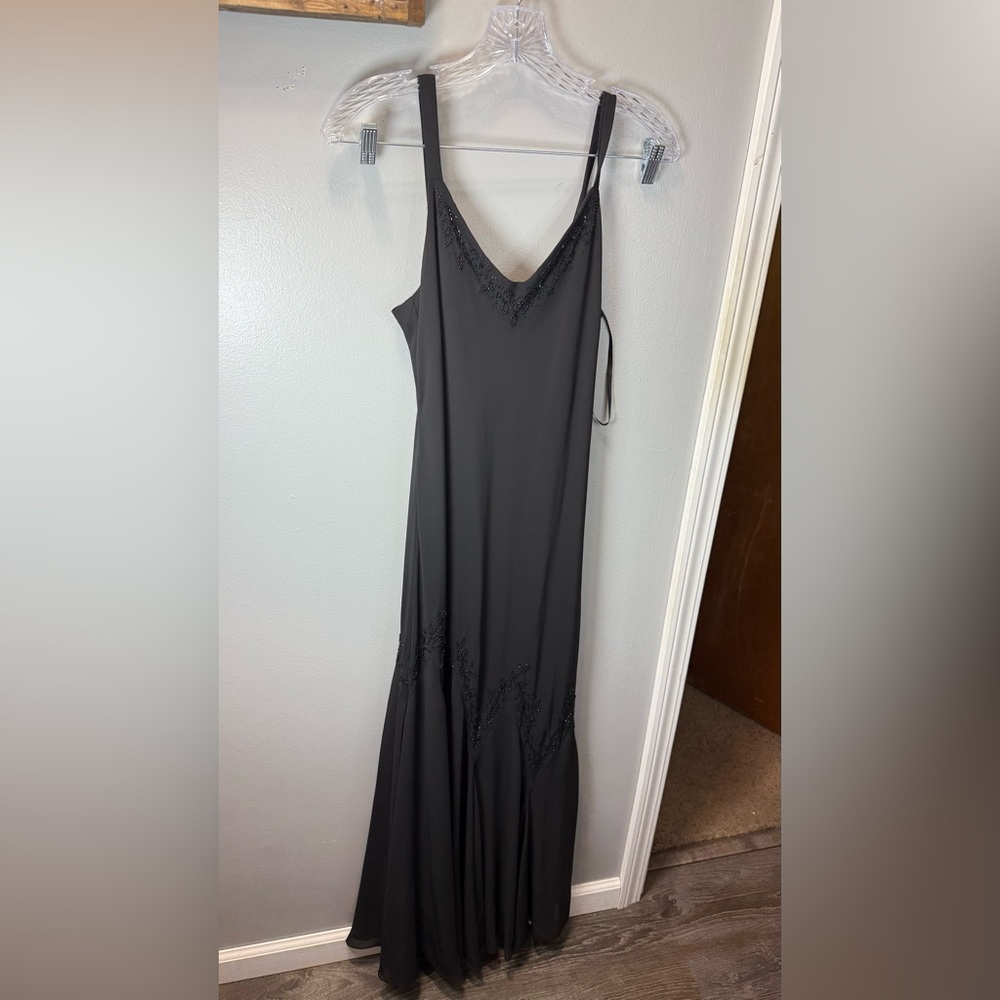 Xscape Petite Black‎ Beaded Maxi Dress Size 8P Formal Cocktail Party